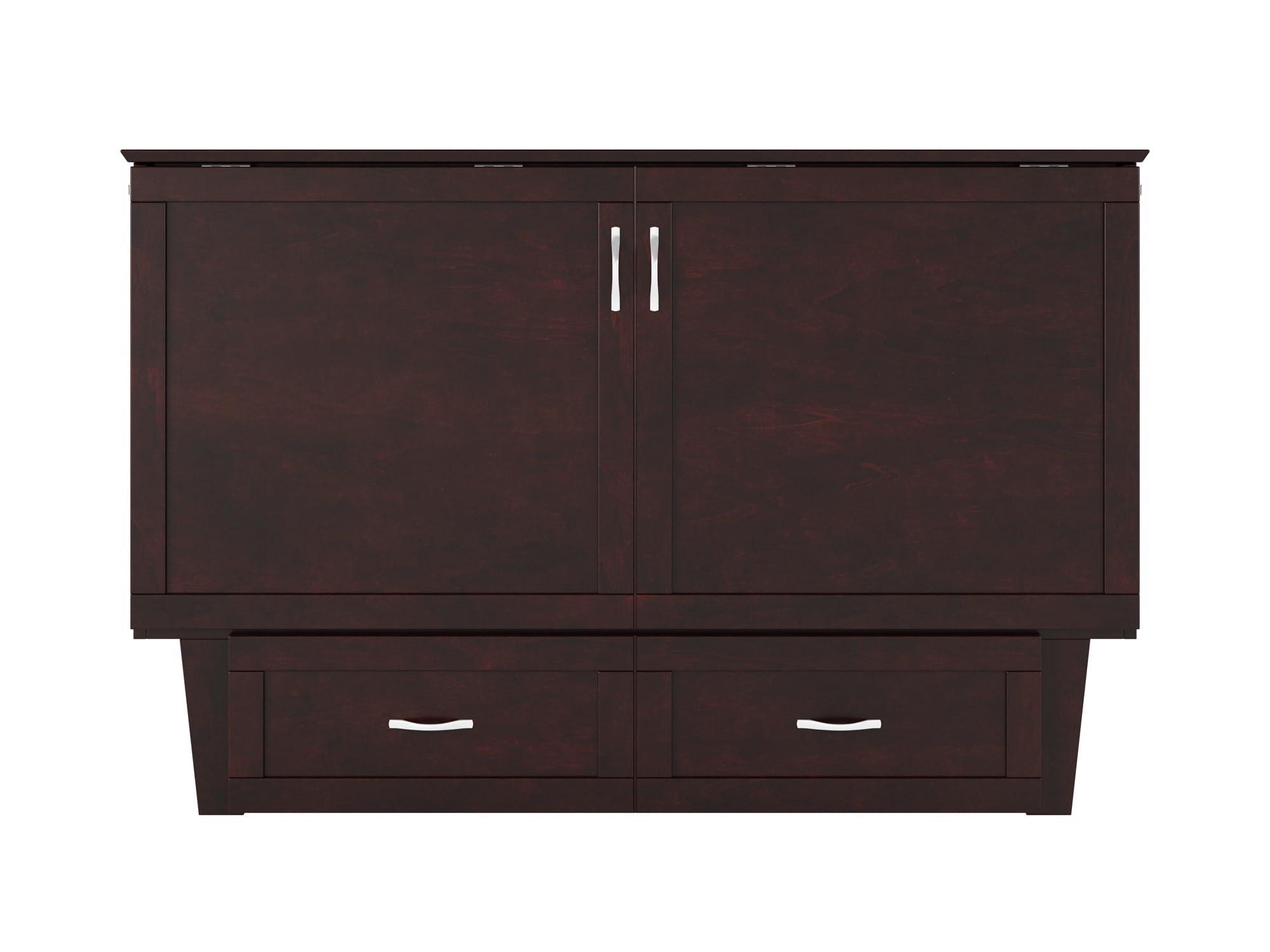 AFI AFI, Chelsea Mid-Century Modern Queen Solid Wood Murphy Bed Chest with Mattress in Espresso