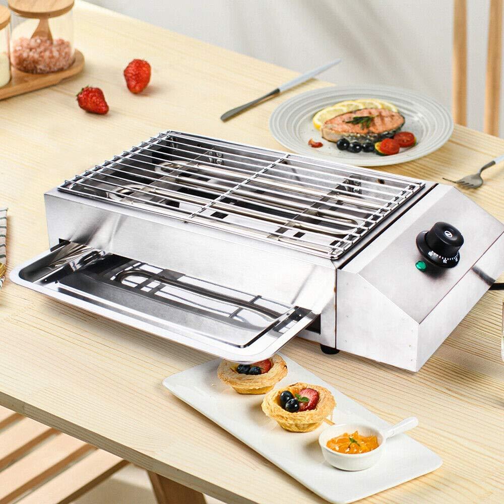 GDAE10 Electric Griddles, Stainless Steel Barbecue Grill Machine GDAE10 Smokeless Oven Pan BBQ Multifunctional Tabletop Heating for Party Home Kitchen Restaurant Indoor Outdoor 2800W (2800W 16.7*10\" Electric)
