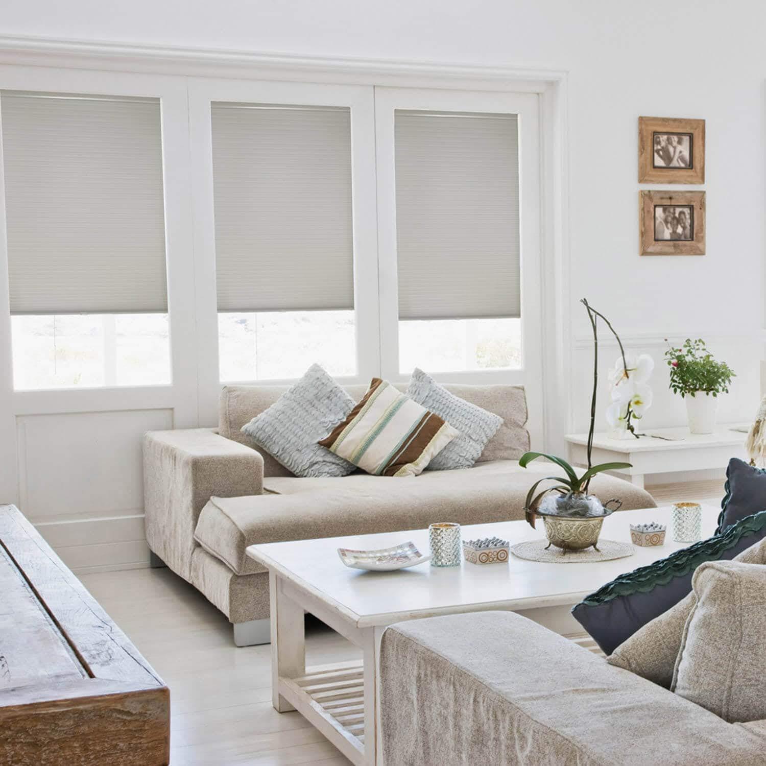 Amingrui Cellular Shades Cordless Honeycomb Blinds Fabric Window Shades, Free-Stop Light Filtering Window Blind [Light Grey-Light Filter, Size 54" W x 72" H] Custom Cut to Size