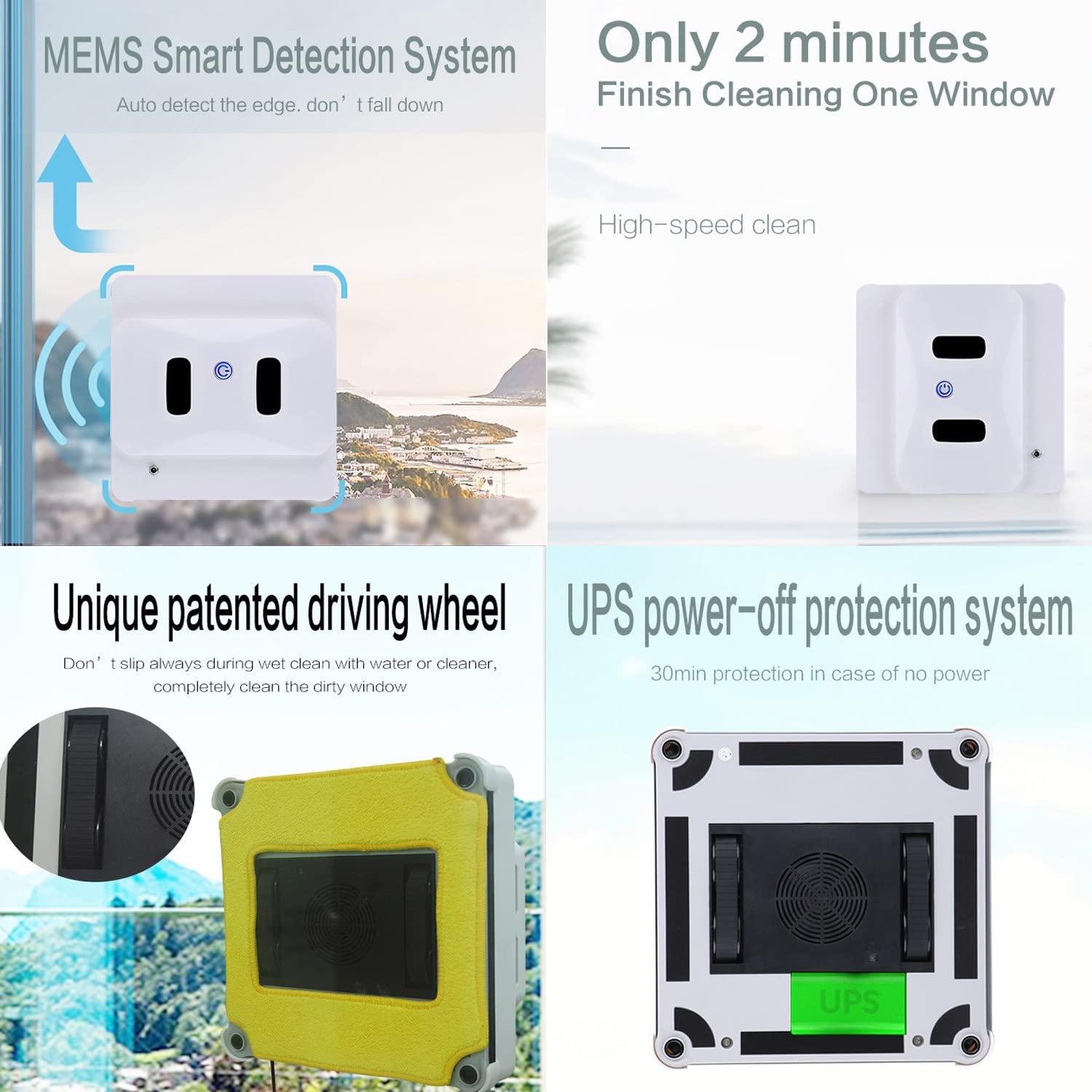 UIBAO UIBAO Window Cleaner Robot,Smart Window Vacuum Cleaner,Automatic Glass Cleaning Robotic for Interior/Exterior Highrise Windows with Remote Control Window Smart Cleaner Kit