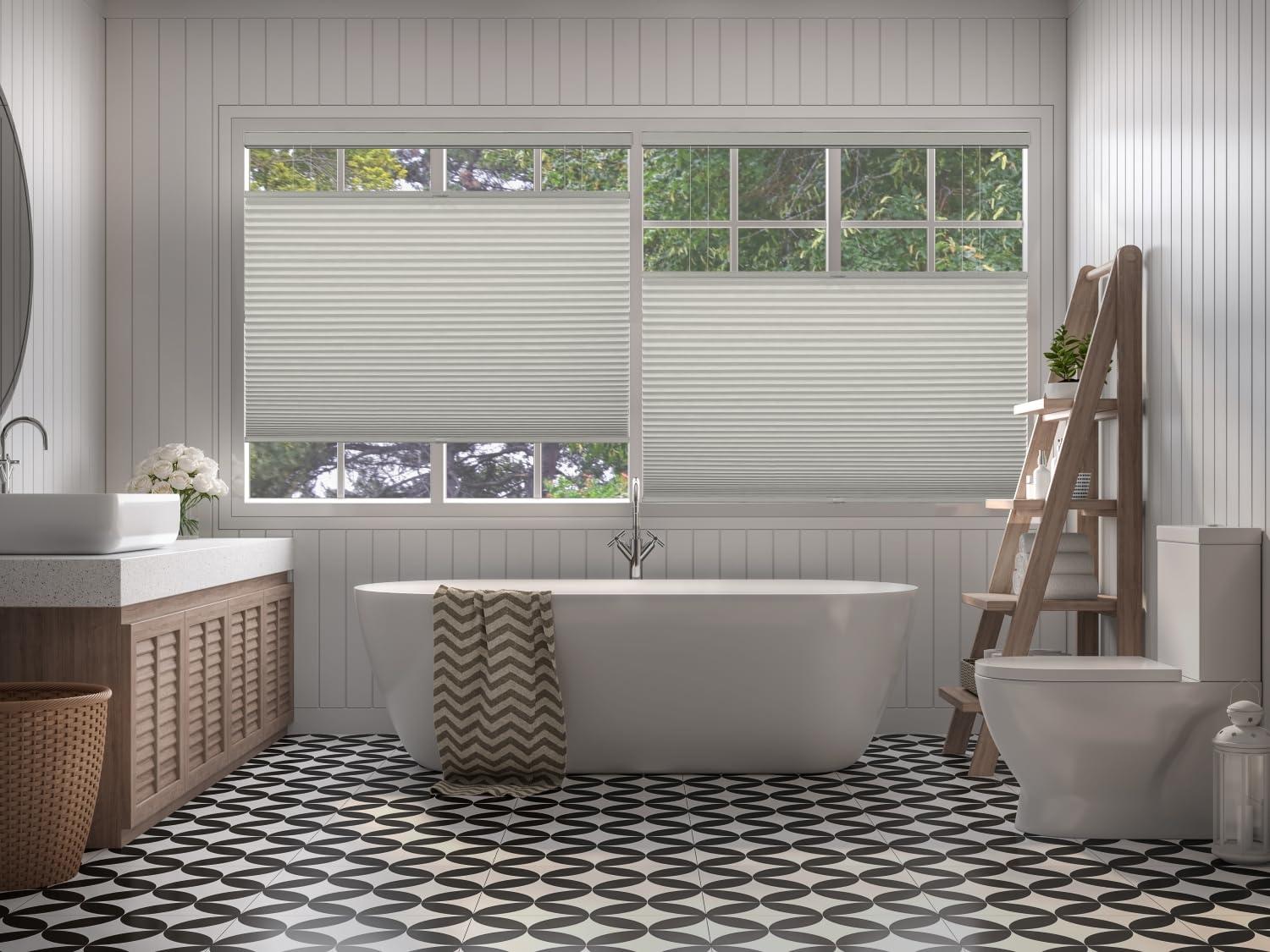 BlindsAvenue BlindsAvenue Cordless Top Down Bottom Up Cellular Honeycomb Shade, 9/16" Single Cell, Blackout, Winter White, Size: 41.5" W x 48" L