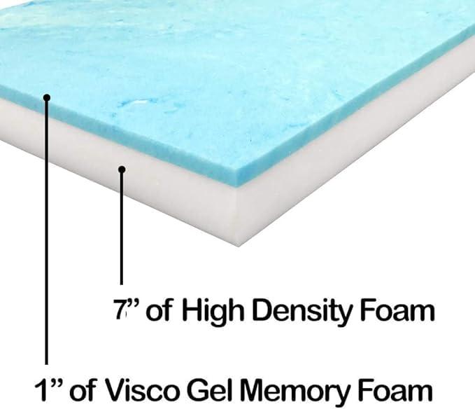 Foamma Foamma 8 x 30 x 84 Truck, Camper, RV Travel Visco Gel Memory Foam Bunk Mattress Replacement, Made in USA, Comfortable, Travel Trailer, CertiPUR-US Certified, Cover Not Included