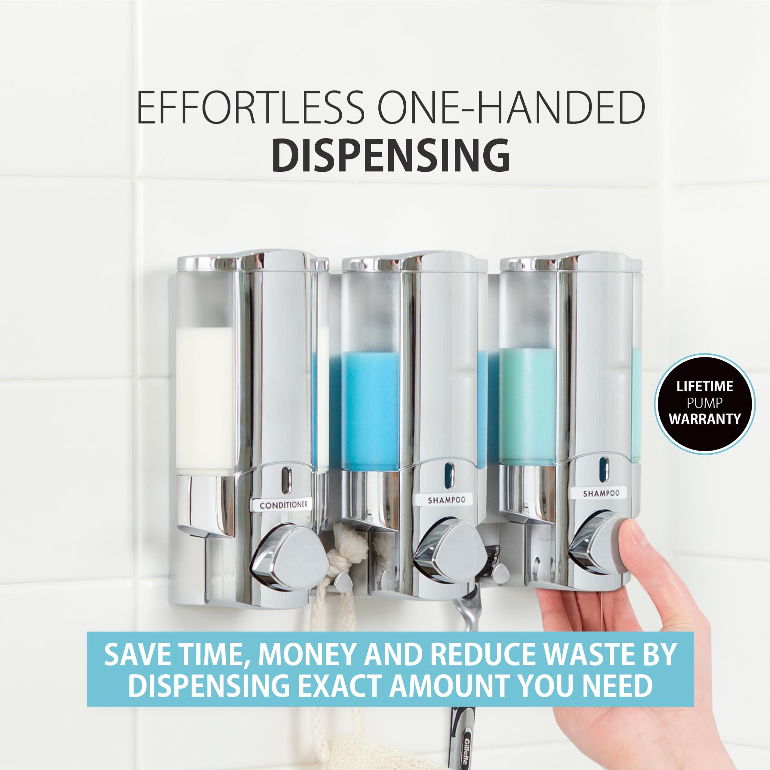 Better Living Better Living Products Aviva Shower Dispenser 3, Shampoo and Soap Dispenser, 3 x 11 fl. oz. Chrome, 11.2 x 3.5" x 7"