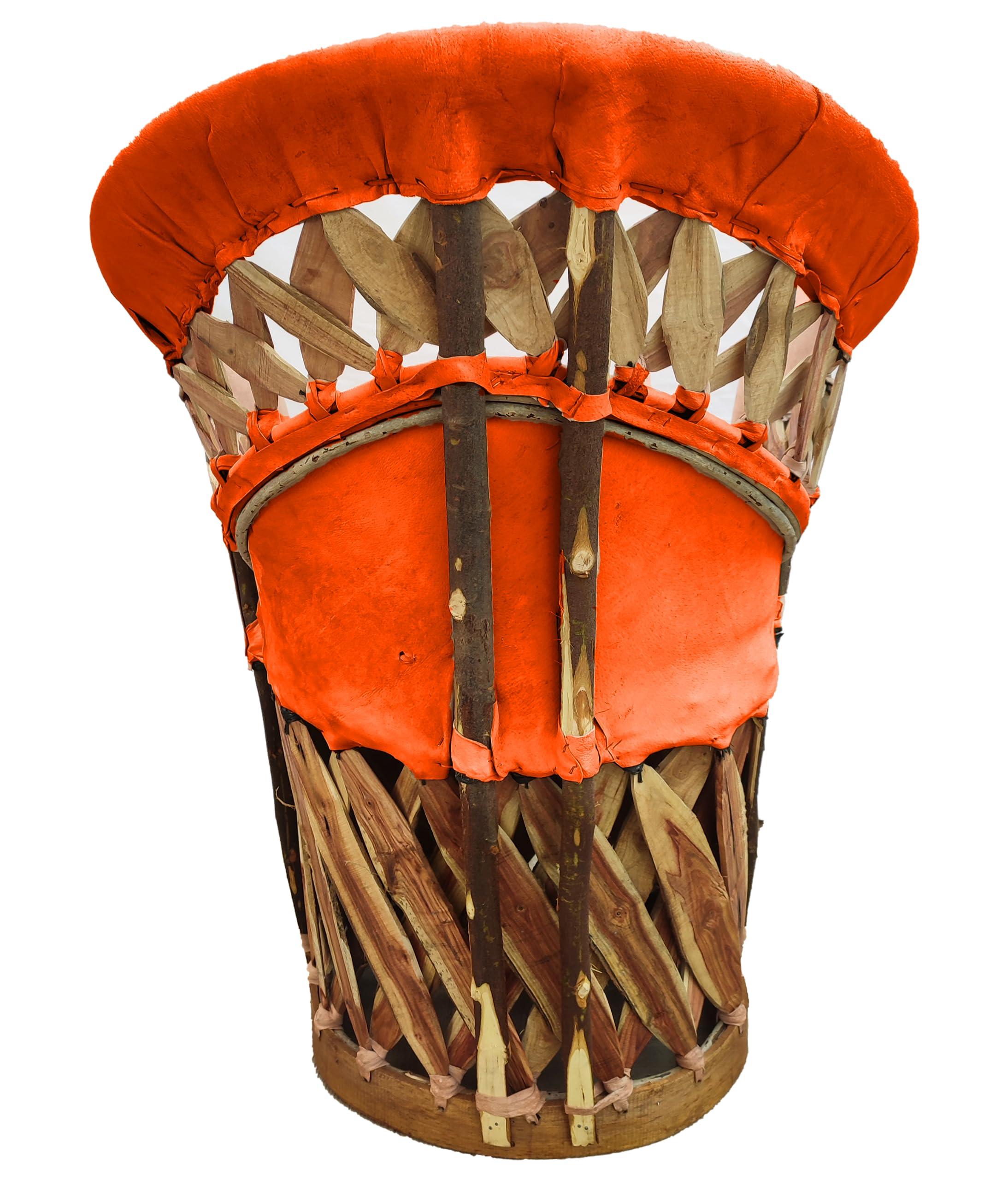 Generic Furniture Equipal Rustico Charro Style Chair with Crosses Wood, made in Mexico by Equipales San Jose ideal for Home, Bar, Restaurant, Office, Hotel, Garden, Living room, Cafeteria (Orange)