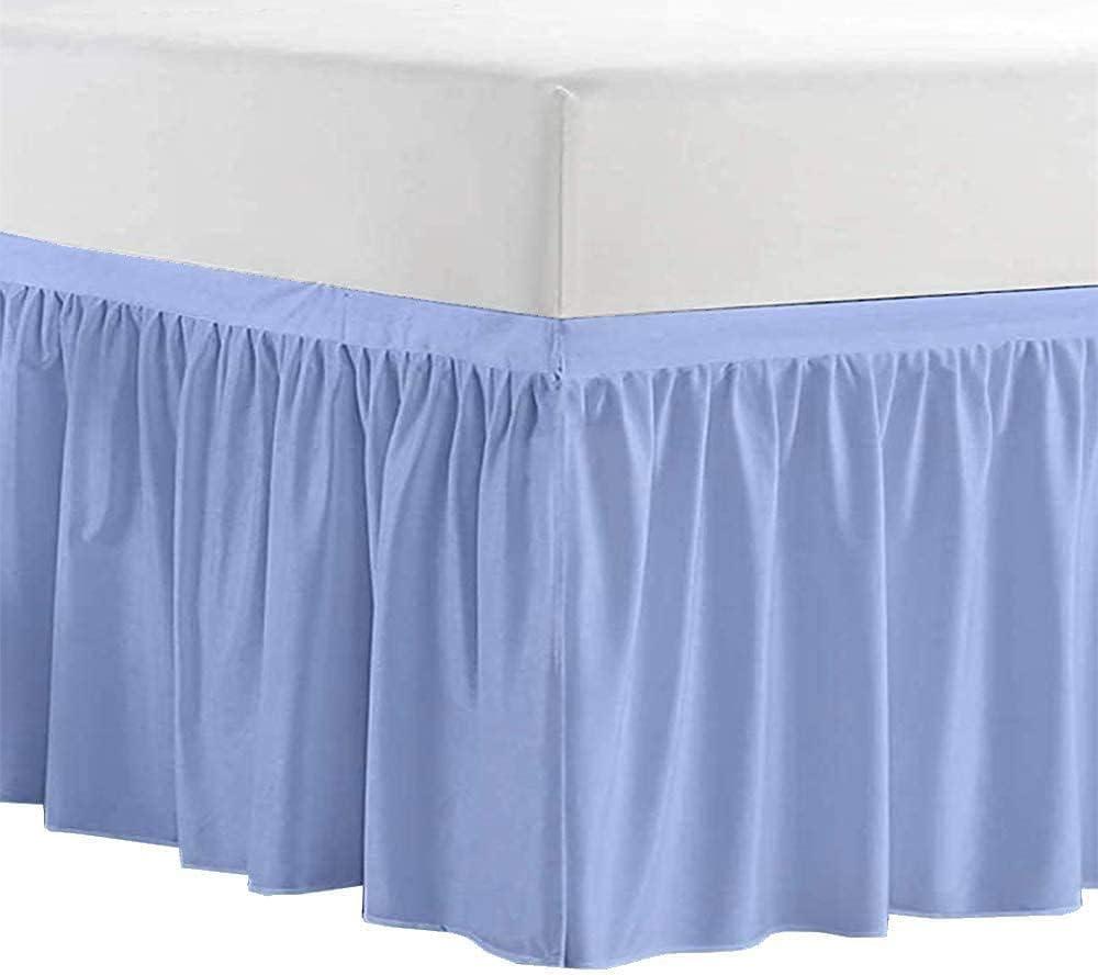 Olivialinen Dorm Room Bed Skirt - College Dorm Bed Skirt - Extra Long Bed Skirts for Dorm Rooms - Elegant Design Brushed Microfiber- Long Bed Skirt Dorm (Light Blue Solid, Twin XL/46 Drop)