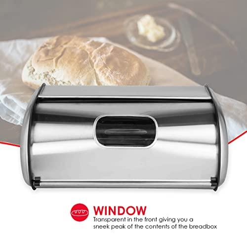 Home Basics Home Basics Stainless Steel Bread Box, Silver