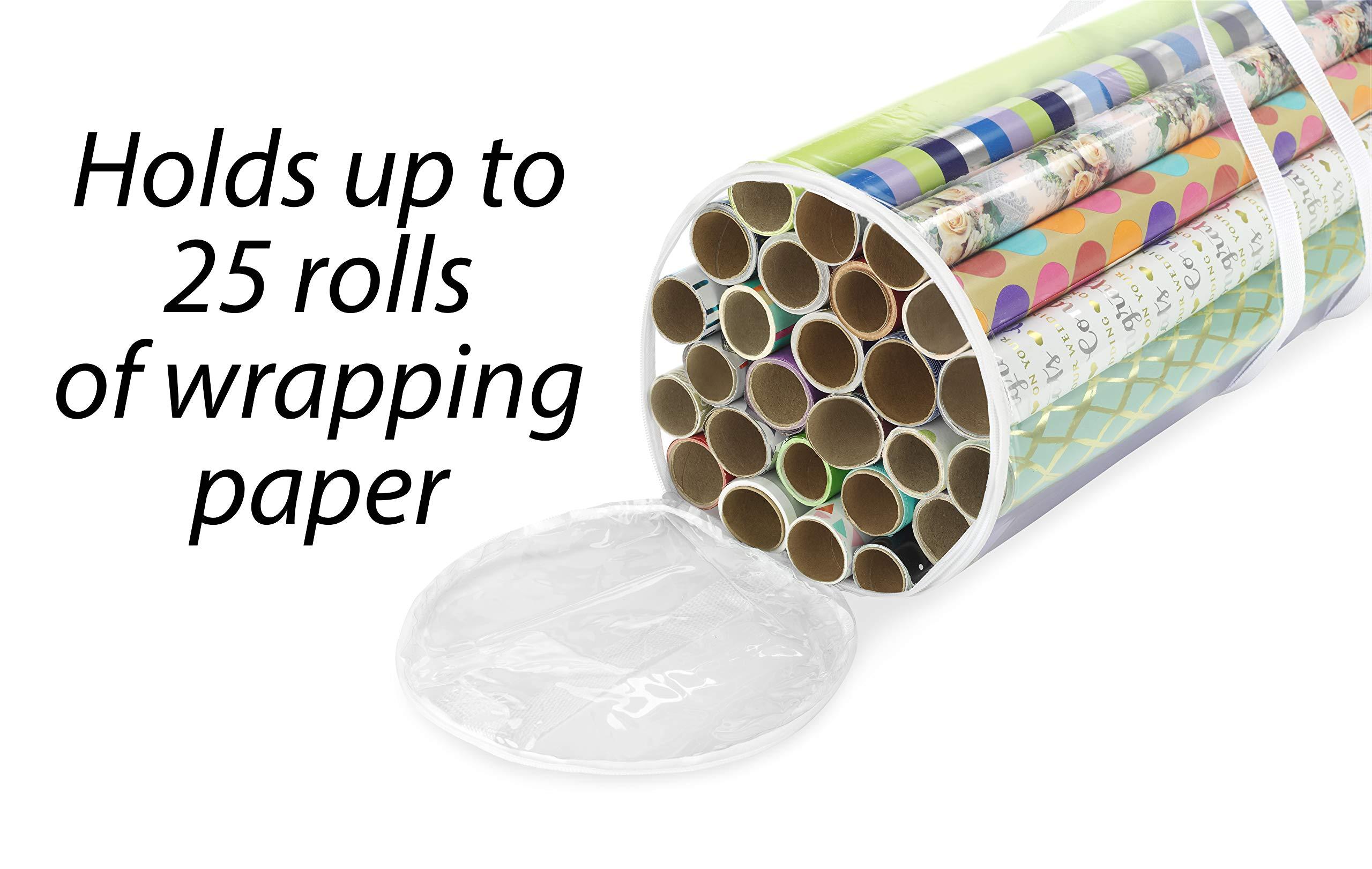 Whitmor Whitmor Clear Zippered Storage Rolls Gift Wrap Organizer, 25 Count (Pack of 1), Transparent