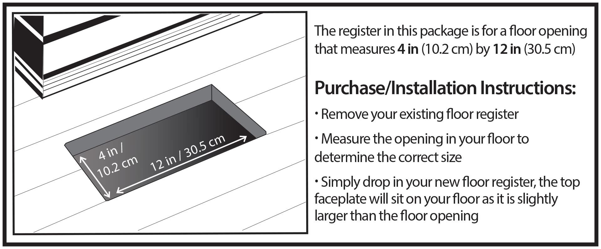 Decor Grates Decor Grates AJH412-NKL Oriental Floor Register, 4x12 Inches, Brushed Nickel