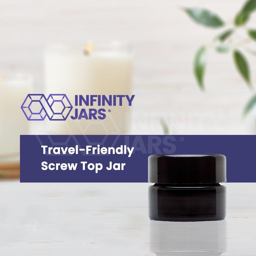 Infinity Jars Infinity Jars Tall Black Glass Jar 5 ml (.17 fl oz) Ultraviolet Airtight Smell Proof, Refillable Container, Screw top Jar for Long term storage Coffee, Spices, Tea, Dried Goods Jar for Kitchen