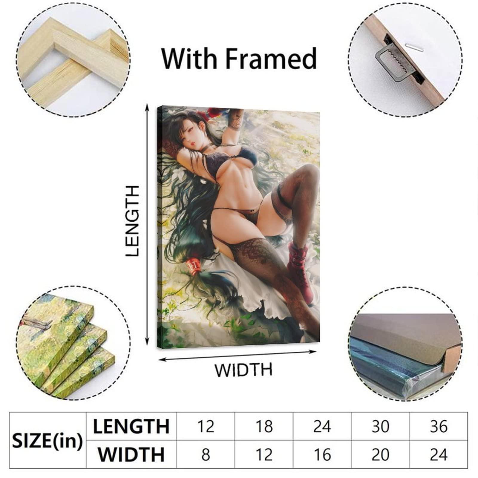 TUXIBI Tifa Lockhart Sexy Stockings Canvas Poster Poster Canvas Prints Wall Art Oil Painting Print on Cancvas for Living Room Decorations Frame-Style 24x36inchs(60x90cm)