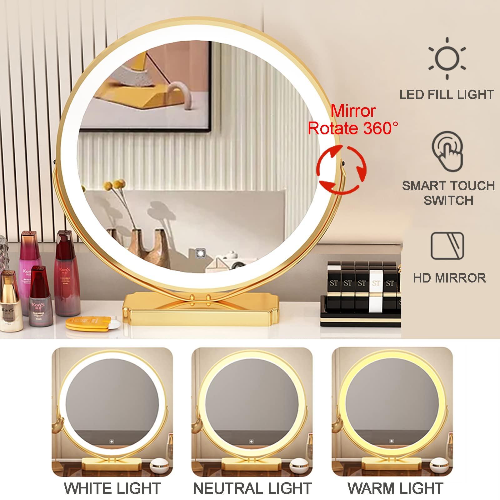 REALN REALN Dresser Table Women Vanity Makeup Table Set Makeup with 3 Drawers Dressing Table with Lighted Mirror and Chair Vanity Benches Desk for Her (Color : Gray, Size : L:80cm/31.5\")