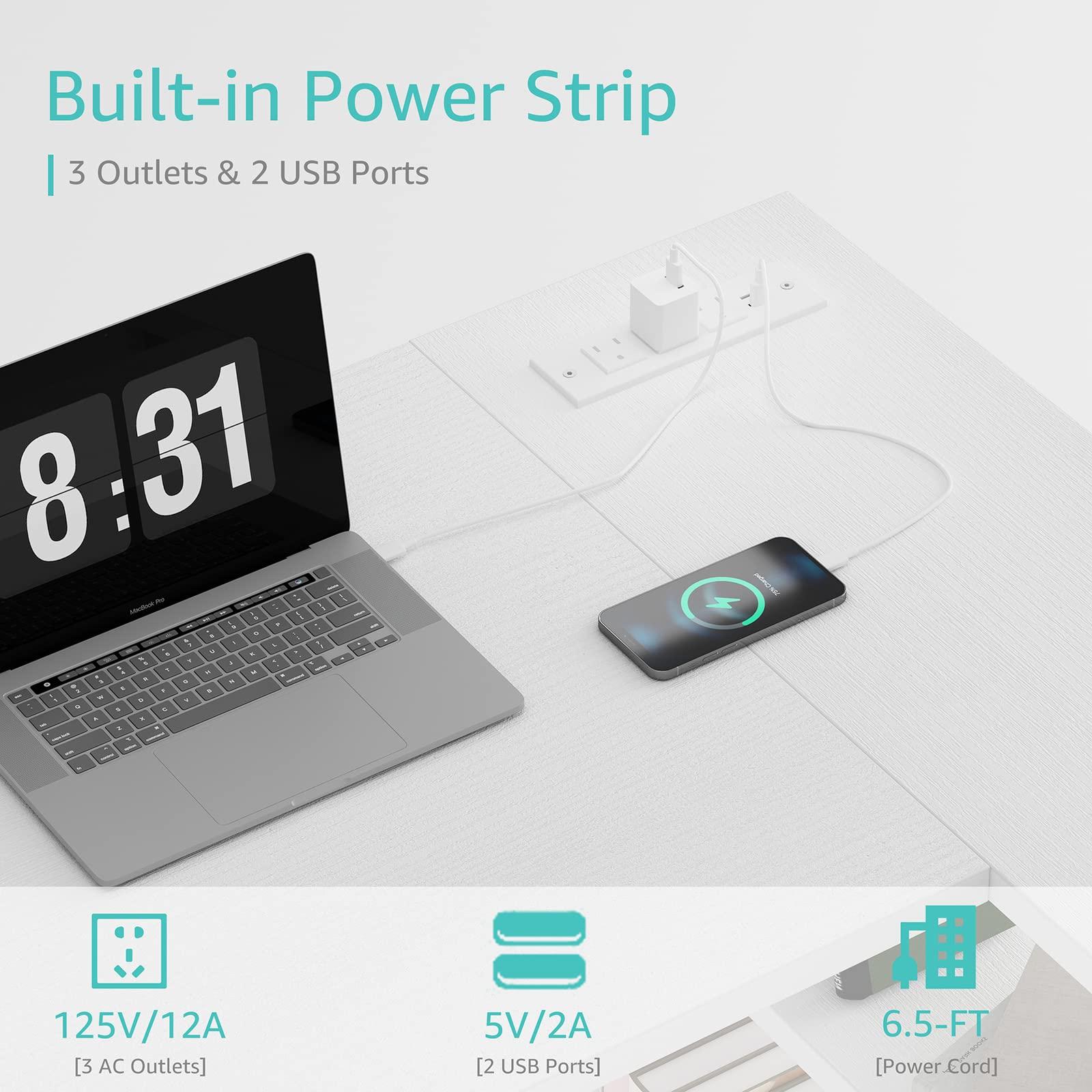 Lufeiya Lufeiya White L Shaped Computer Desk with Power Outlet Shelves, 40 Inch Small Reversible Corner Desk for Small Space Home Office, L-Shaped Desk PC Desks, White