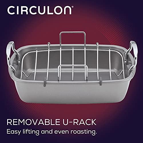 Circulon Circulon Nonstick Roasting Pan / Roaster with Rack - 17 Inch x 13 Inch, Gray