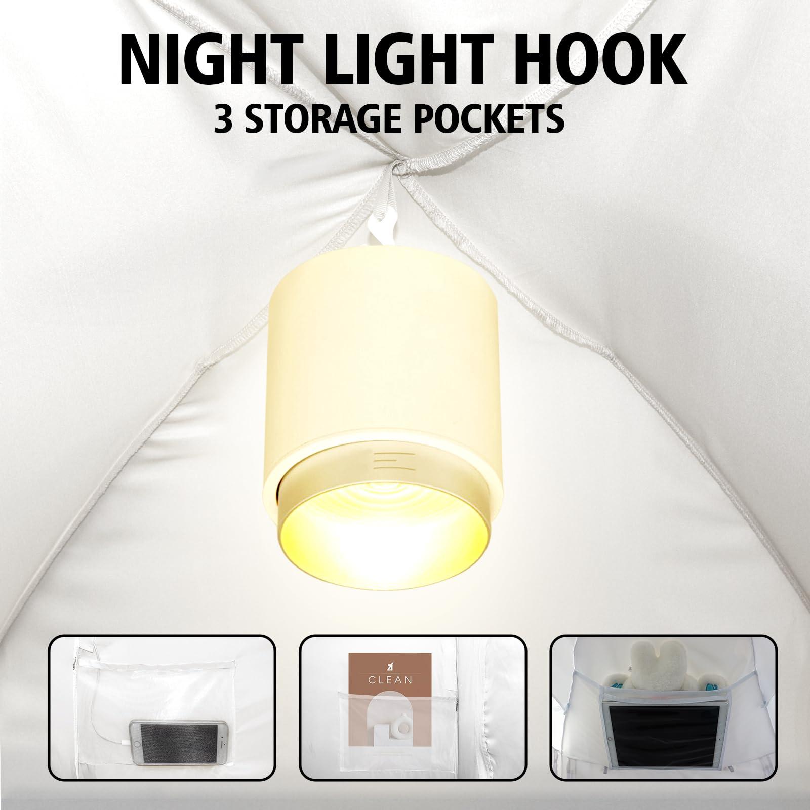 RIYDH RIYDH Bed Tent Bed Canopy Queen Size for Adult and Kids - Portable Sleeping Tents Indoor Dream Tents 70% Blackout with String Light 3 Doors Breathable Privacy Space Tents