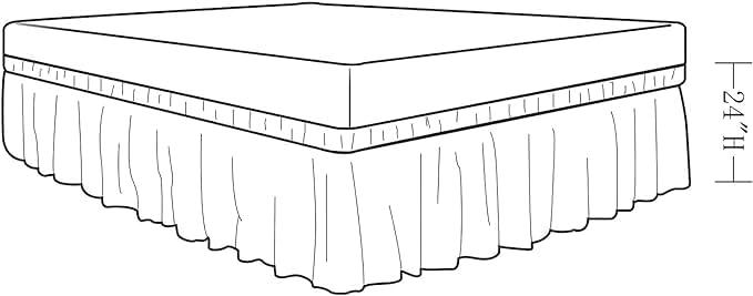 HIGH LANE BEDDING Short Queen Size Bed Skirt Ivory Ruffle Pleat Bedskirt with 18\" Drop Length- Natural Cotton 600 TC Premium Finish with Adjustable Dust Ruffles, (60 X 75) Short Queen