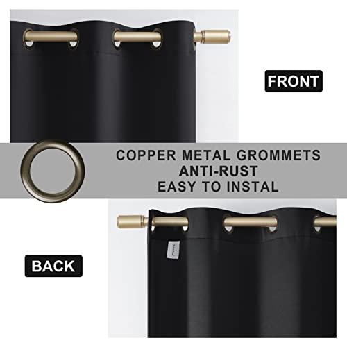 Rutterllow Rutterllow 100% Blackout Curtain Panels, Heat and Full Light Blocking Drapes with Grommets for Bedroom, Black Thermal Insulated Window Treatment Drapes for Living Room (Black, 2 Panels, 42 x 63 inch)