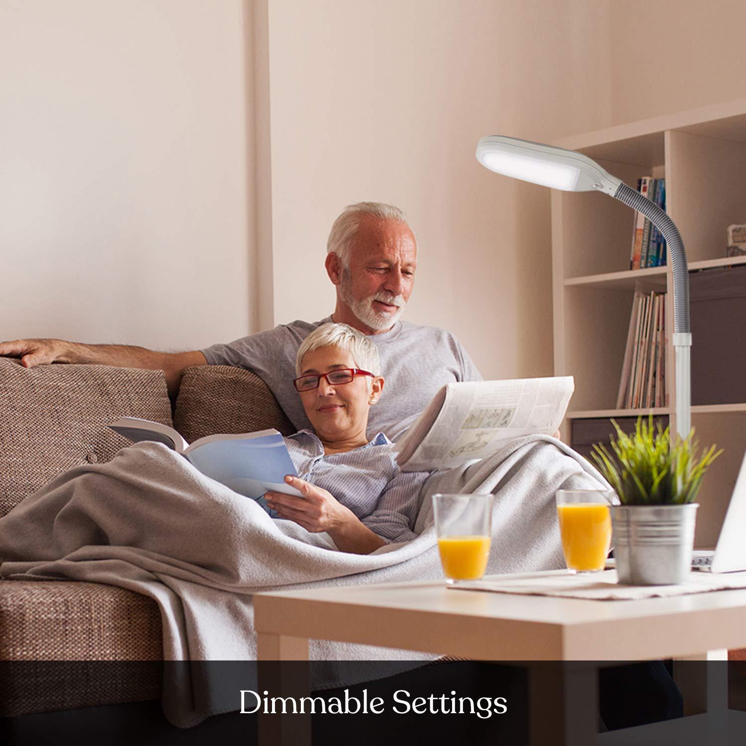 Brightech Brightech Litespan - Bright LED Floor Reading Lamp for Over Chair Crafts and Reading, Estheticians\' Light for Lash Extensions, Adjustable Standing Lamp for Living Room, Bedroom, Office - White