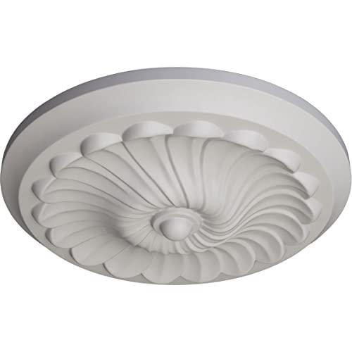 Ekena Millwork Ekena Millwork CM12FLUWF Flower Spiral Ceiling Medallion, 12 1/4\"OD x 2 1/4\"P (Fits Canopies up to 2\"), Hand-Painted Ultra Pure White