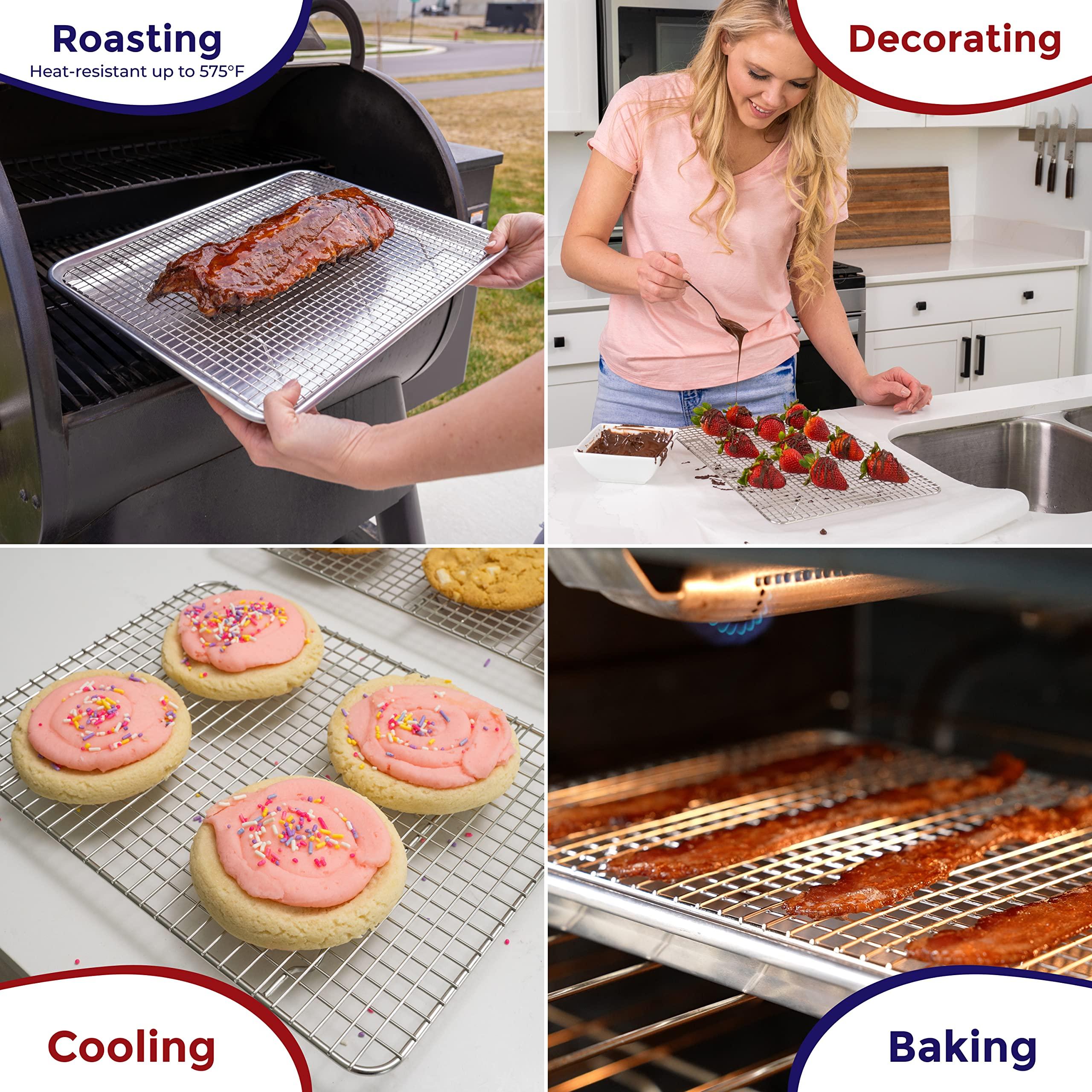 KITCHENATICS KITCHENATICS Jelly Roll Cooling Rack for Baking, Heavy-Duty Stainless Steel Baking Rack, Oven Safe Rack for Cooking, Food-Safe Bacon Rack, Cookie Cooling Rack Fits Jelly Roll Sheet Pan 10\" x15\" IN