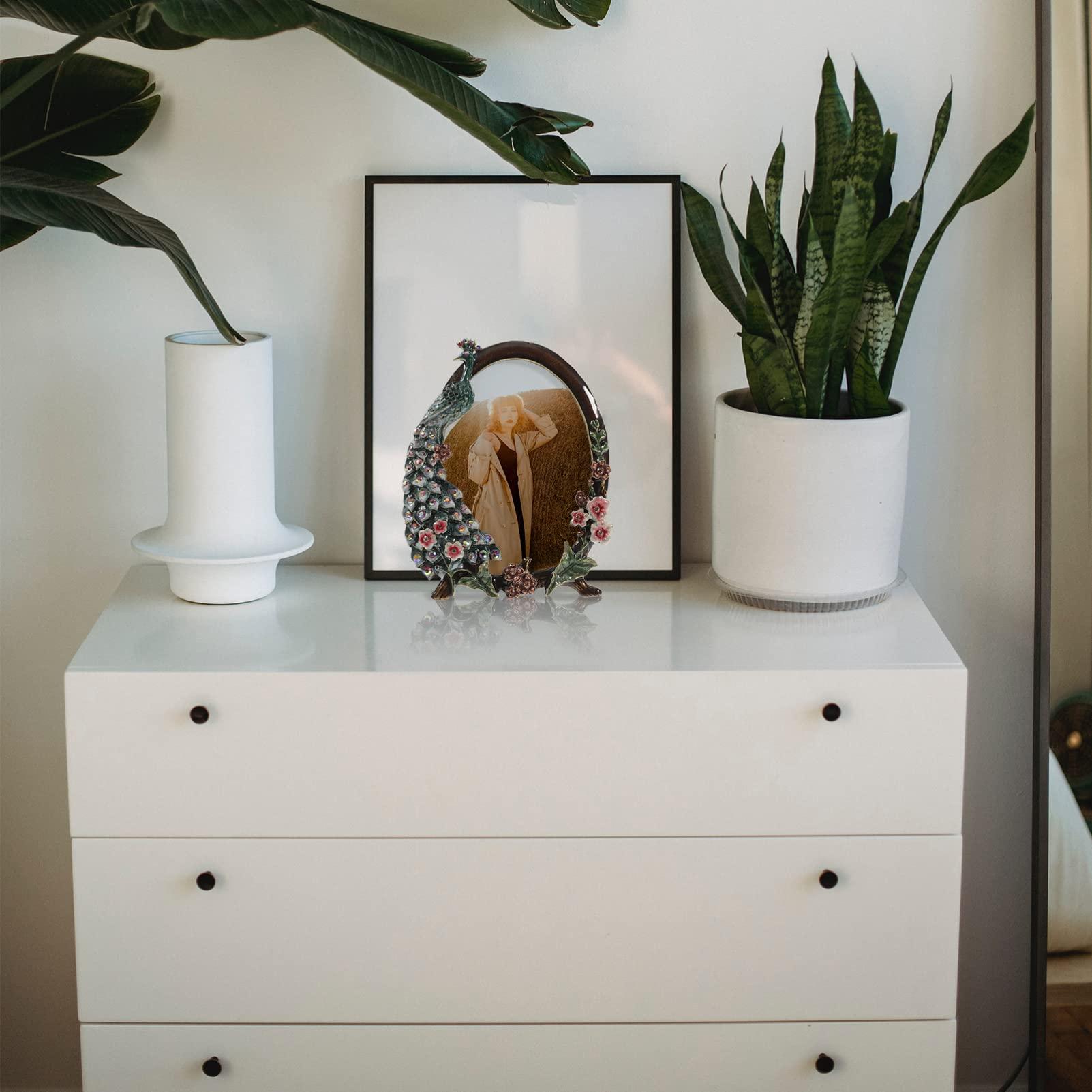 ARTIBETTER ARTIBETTER Peacock Photo Frame Chrismas Tabletop Display Picture Frame Vintage Picture Family Picture Frame Retro Photo Holder Best Friend Picture Frame Metal Photo Folder Household