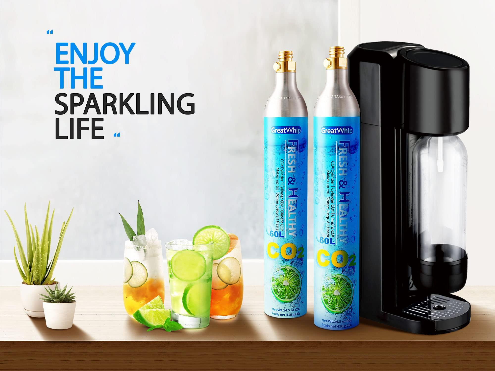 GreatWhip GreatWhip 60L CO2 Cylinder For Sodastream, Exchange Carbonator Compatible With SodaMaker Appliance, Threaded Cylinders, Set of 6