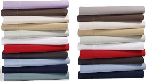 Splitsvilla 100% Cotton Split King Size Bed sheet set 800 TC Soft Sheets Set 5 Piece Bed Sheet Set Good Fit Deep Pockets 21\'\' Fitted Sheet Long-Staple Cotton Sheets, Sateen Weave (5 PCs Split King, Navy Blue)