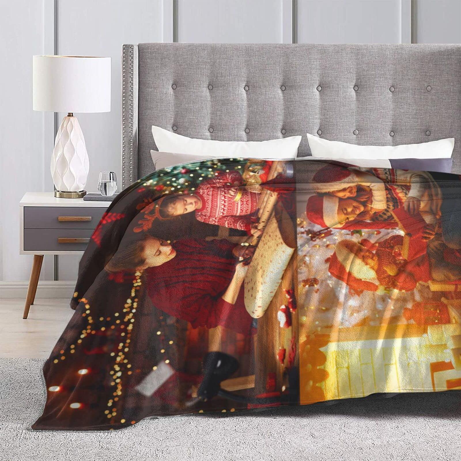 JCETUNO JCETUNO Custom Blanket with Photo Text Personalized Throw Blankets Customized Flannel Fleece Blankets for Family Birthday Wedding Gift Fits Couch Sofa Bedroom Living Room, W50 xL70