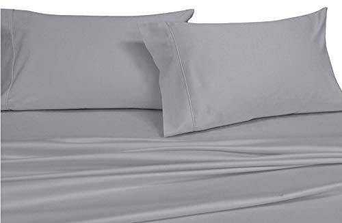 Royal Hotel Bedding Royal Hotel Bedding Top-Split-King: Adjustable King Split Bed Sheets, Solid Gray 550-Thread-Count 4PC Bed Sheet Set 100-Percent Combed Cotton, Sateen Solid, Deep Pocket
