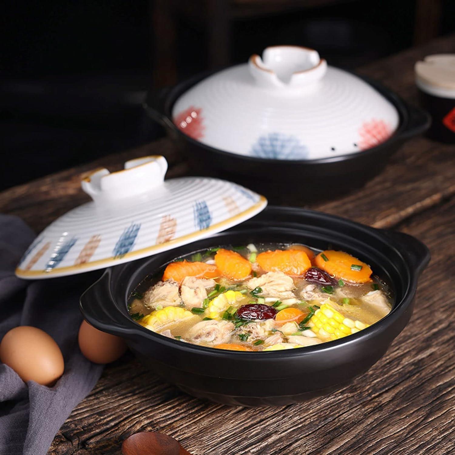 GRCQLWT GRCQLWT Casserole Pot with lid,Ceramic hot Pot, 1.6 Litre Casserole Dish with Lid, Ceramic Cookware, Shallow Casserole Stew Pot with Double Handle, Long-Lasti