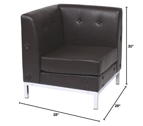 OSP Home Furnishings OSP Home Furnishings Wall Street Faux Leather Corner Chair with Chrome Finish Base, Espresso