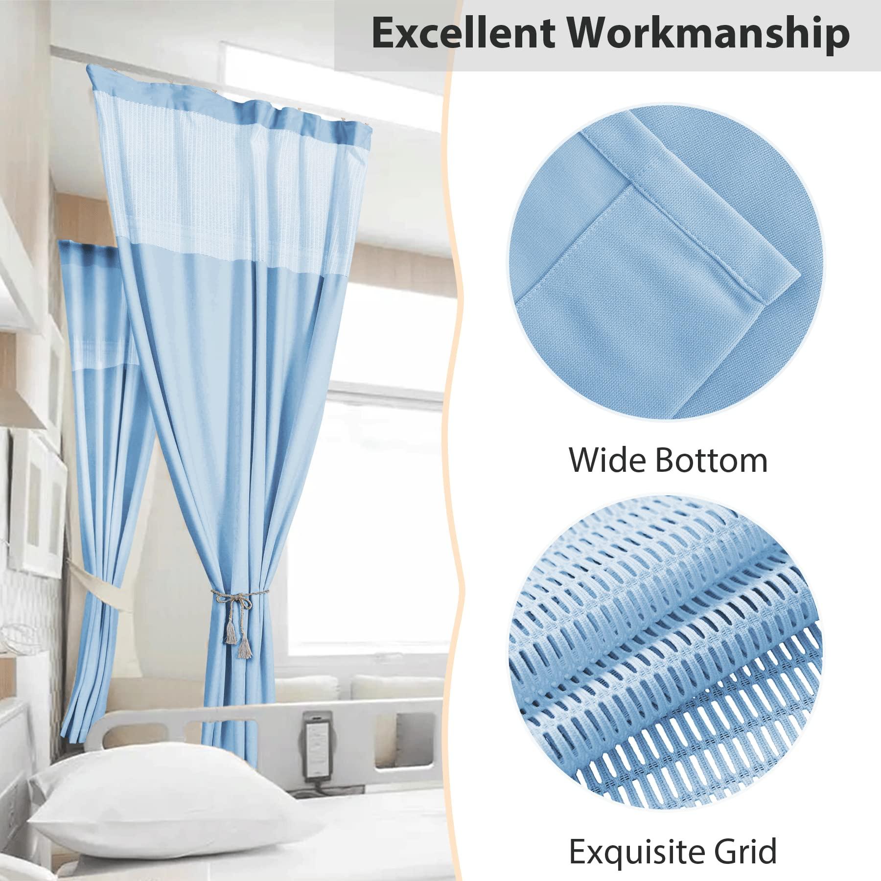 Fcosie Fcosie Extra Wide 15ft Wide x 8ft Tall Hospital Room Divider Curtain, Medical Grade Privacy Curtain with Mesh Top, Hospital Bed Divider Curtain, Flat Hooks Hanging Cubicle Curtains, 1 PC, Blue