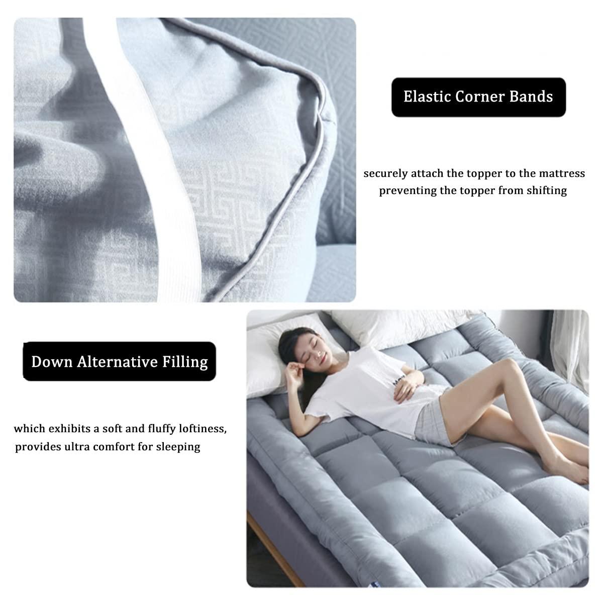 GXFWJD GXFWJD Twin Size Mattress Topper Extra Soft Mattress Pad Cover Quilted Pillow Top Matress Topper with Down Alternative Fill Soft Bed Topper for Single Bed Day Bed (Size : 90x190cm)