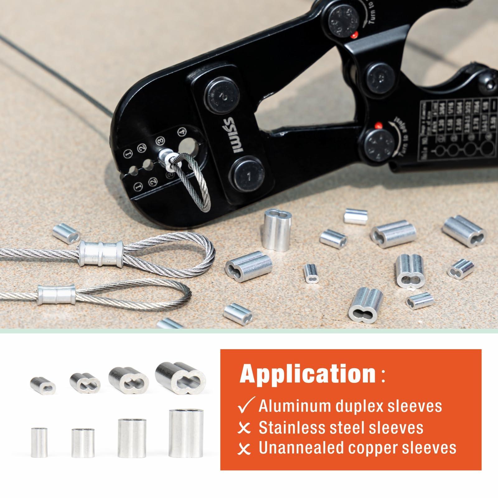 IWISS iCrimp Wire Rope Crimping Tool for Aluminum Oval Sleeves, Double Sleeves, Crimping Loop sleeve from 3/64-inch to 1/8-inch