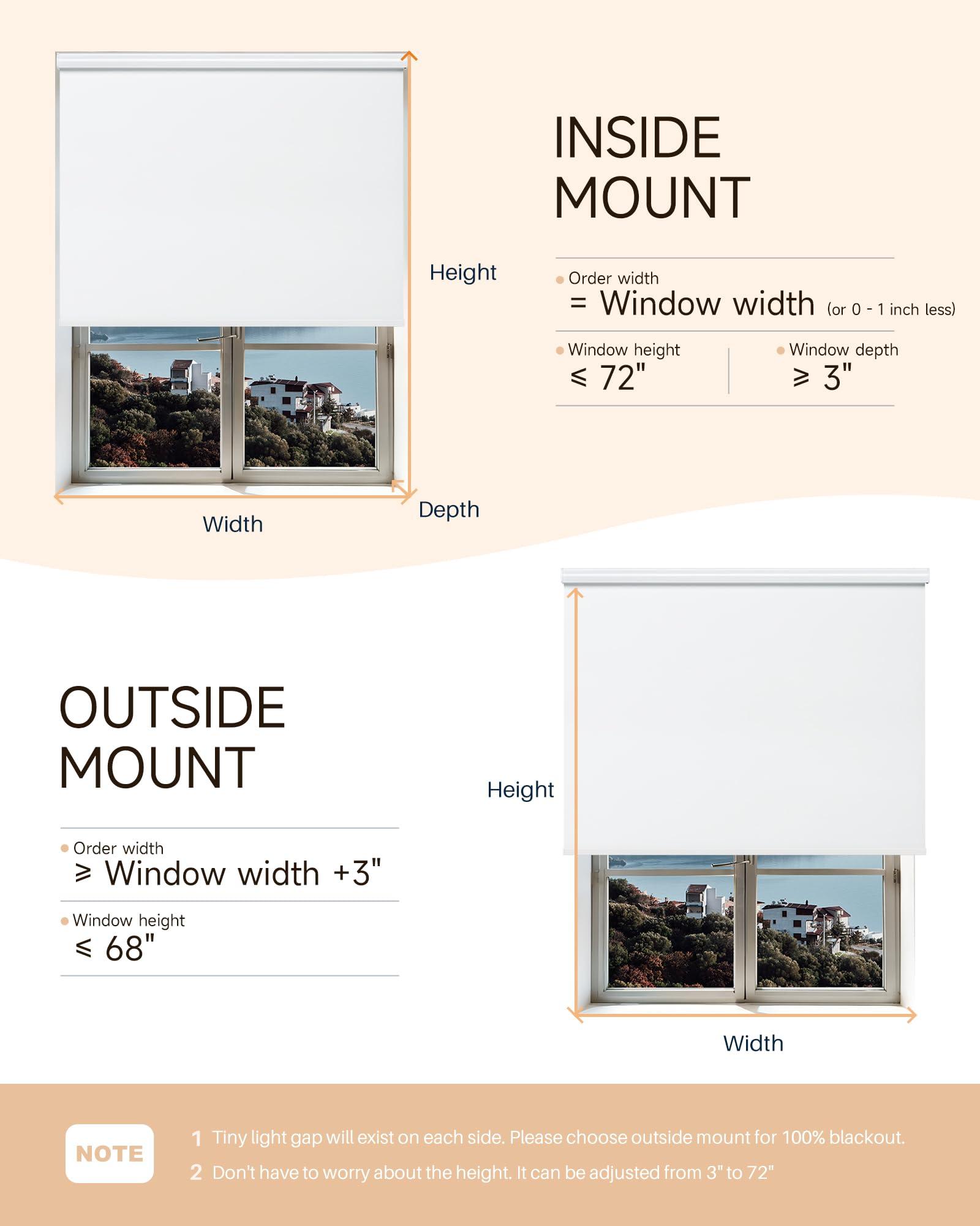 JaeJaes JaeJaes Motorized Roller Shades, Automatic Blackout Shades, Compatible with Alexa and Google Home, Cordless Automatic Window Shades, White, 20" W x 72" H