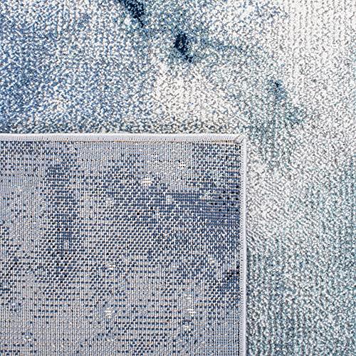 Safavieh SAFAVIEH Galaxy Collection Area Rug - 6'7" Round, Blue & Ivory, Abstract Design, Non-Shedding & Easy Care, Ideal for High Traffic Areas in Living Room, Bedroom (GAL109M)