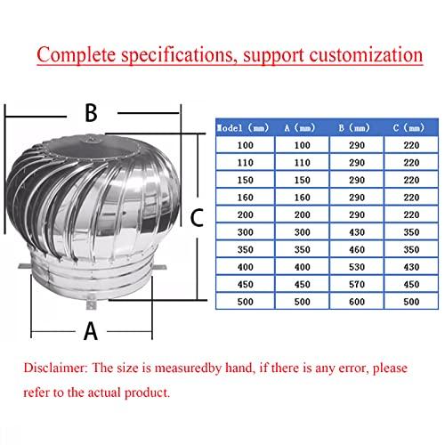 ZAIHW Stainless Steel Rotating Ventilation Chimney Cowl,Turbine Ventilator Stainless Steel Rotating Chimney,Rotating Chimney Cowl Cap,Spinner Anti-downdraught Pipefitter,150mm