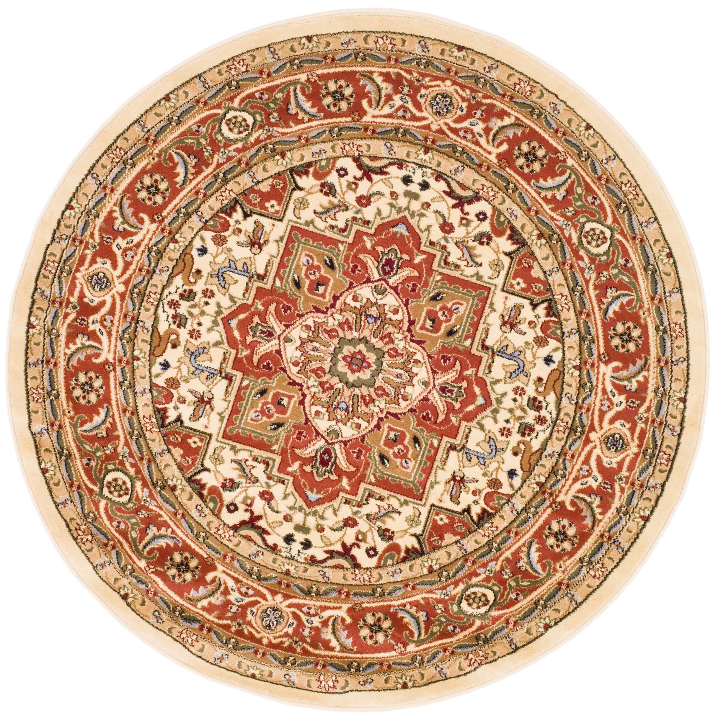 Safavieh SAFAVIEH Lyndhurst Collection Area Rug - 6' Round, Ivory & Rust, Traditional Oriental Design, Non-Shedding & Easy Care, Ideal for High Traffic Areas in Living Room, Bedroom (LNH330R)