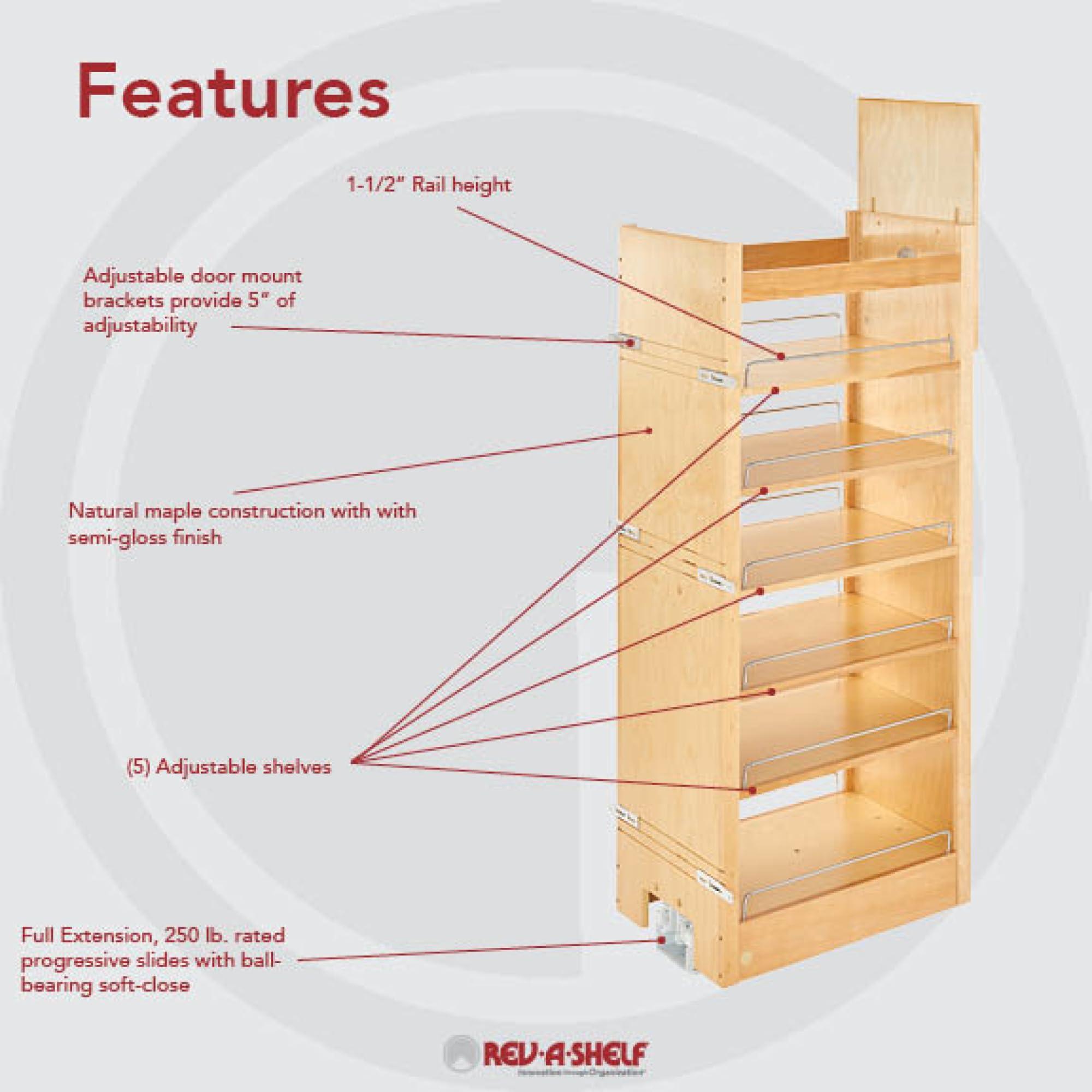 Rev-A-Shelf Rev-A-Shelf Wood Tall Cabinet Pull Out Pantry Organizer w/Soft Close