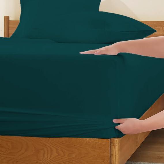 RECCI RECCI 4 Piece Sheet Set 100% Egyptian Cotton 1000 Thread Count Extra Super Soft Sateen Weave Bed Sheets 16\" Inch Deep Pocket, California King Size - Teal Solid