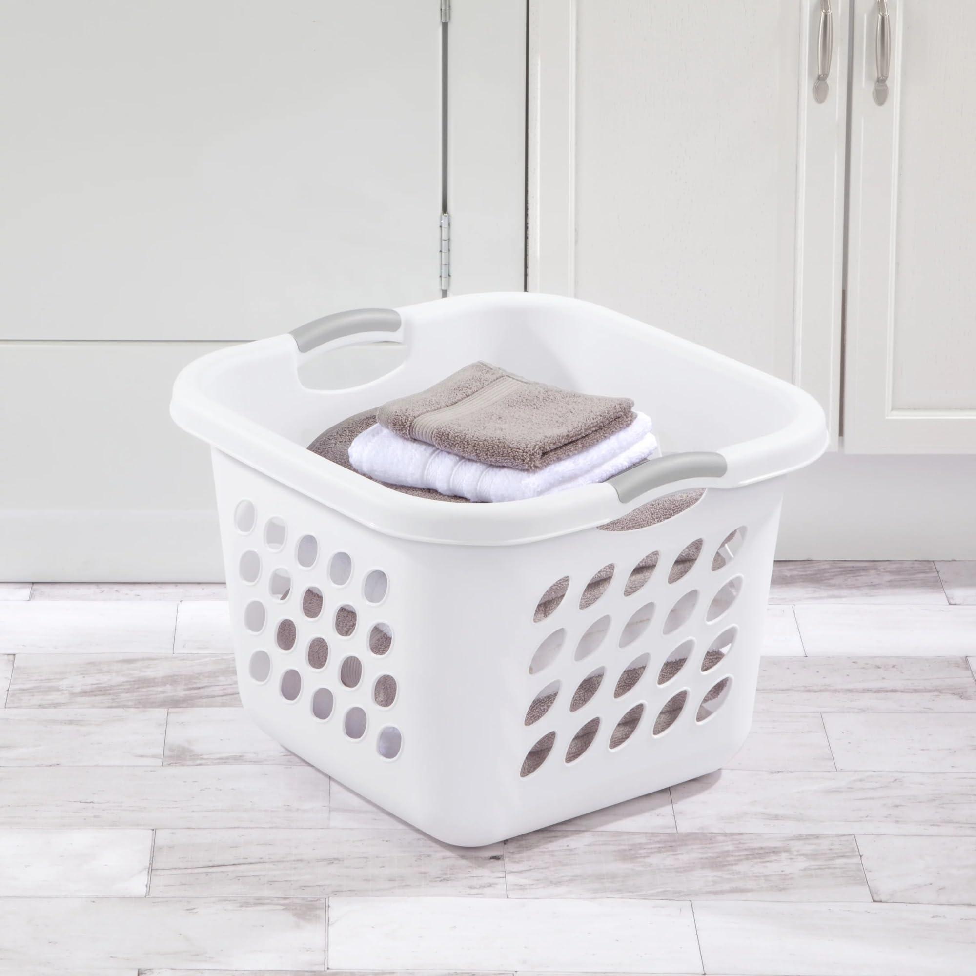PEtbon PEtbon 1.5 Storage Bushel Square Laundry Basket Plastic, Laundry Hamper White