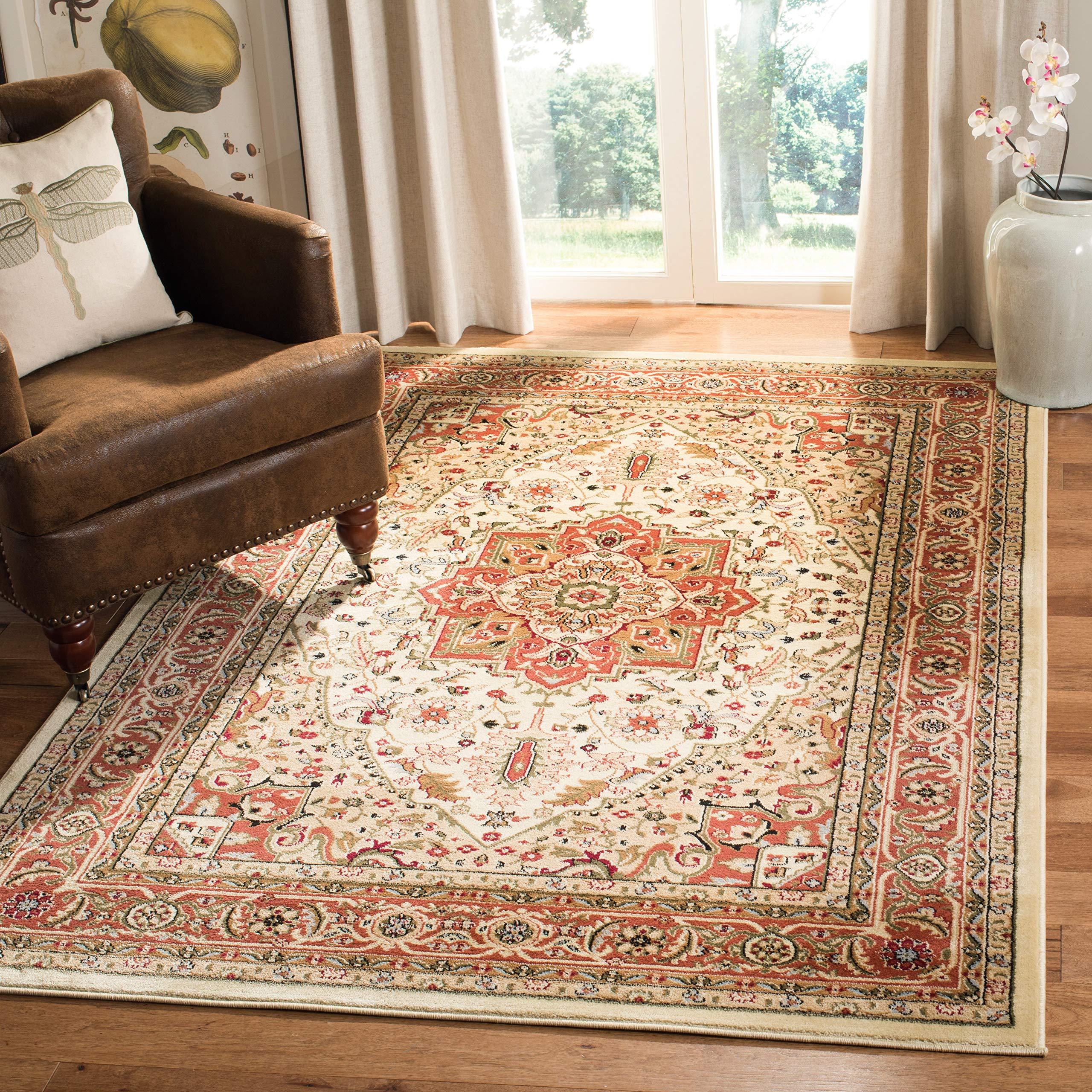 Safavieh SAFAVIEH Lyndhurst Collection Area Rug - 6' x 9', Ivory & Rust, Traditional Oriental Design, Non-Shedding & Easy Care, Ideal for High Traffic Areas in Living Room, Bedroom (LNH330R)