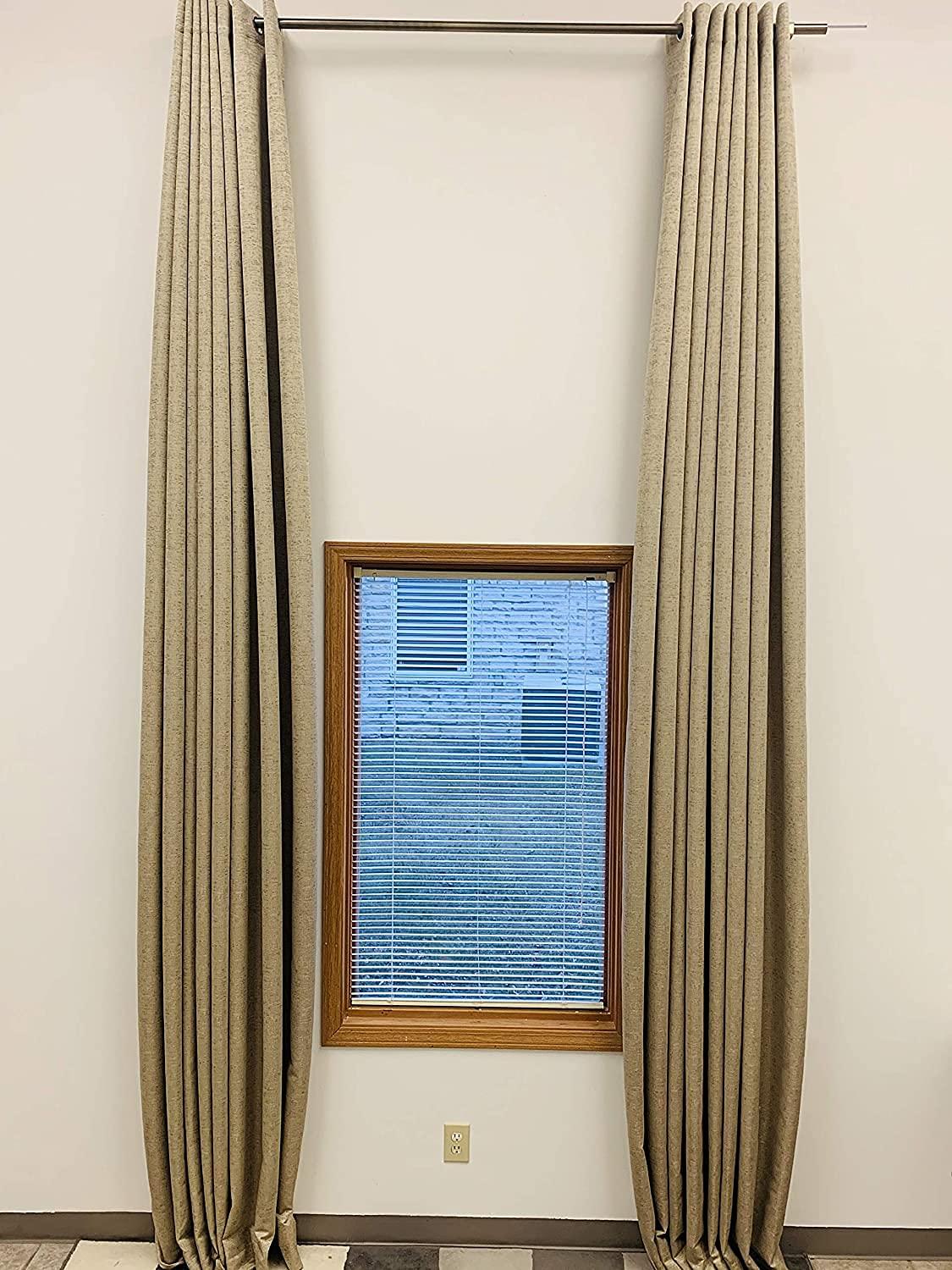 Ikiriska Ikiriska Extra Long Faux Dupioni Silk Custom Made Curtains 8-24 ft Two Story Drapes (Aspen, 100Wx084L)