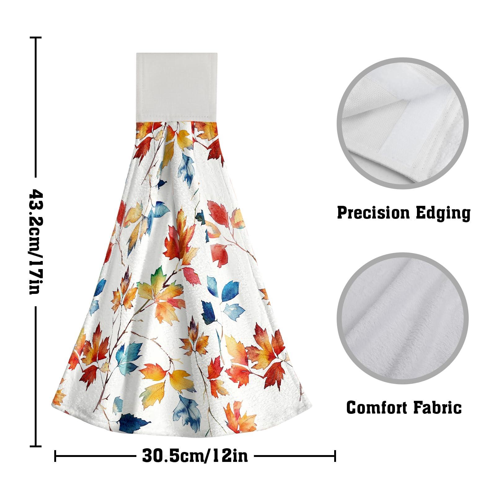 Giwawa Giwawa Fall Maple Leaves Hand Towel Autumn Colorful Leaf Kitchen Towels with Hanging Loop Microfiber Dish Cloth Tie Towel