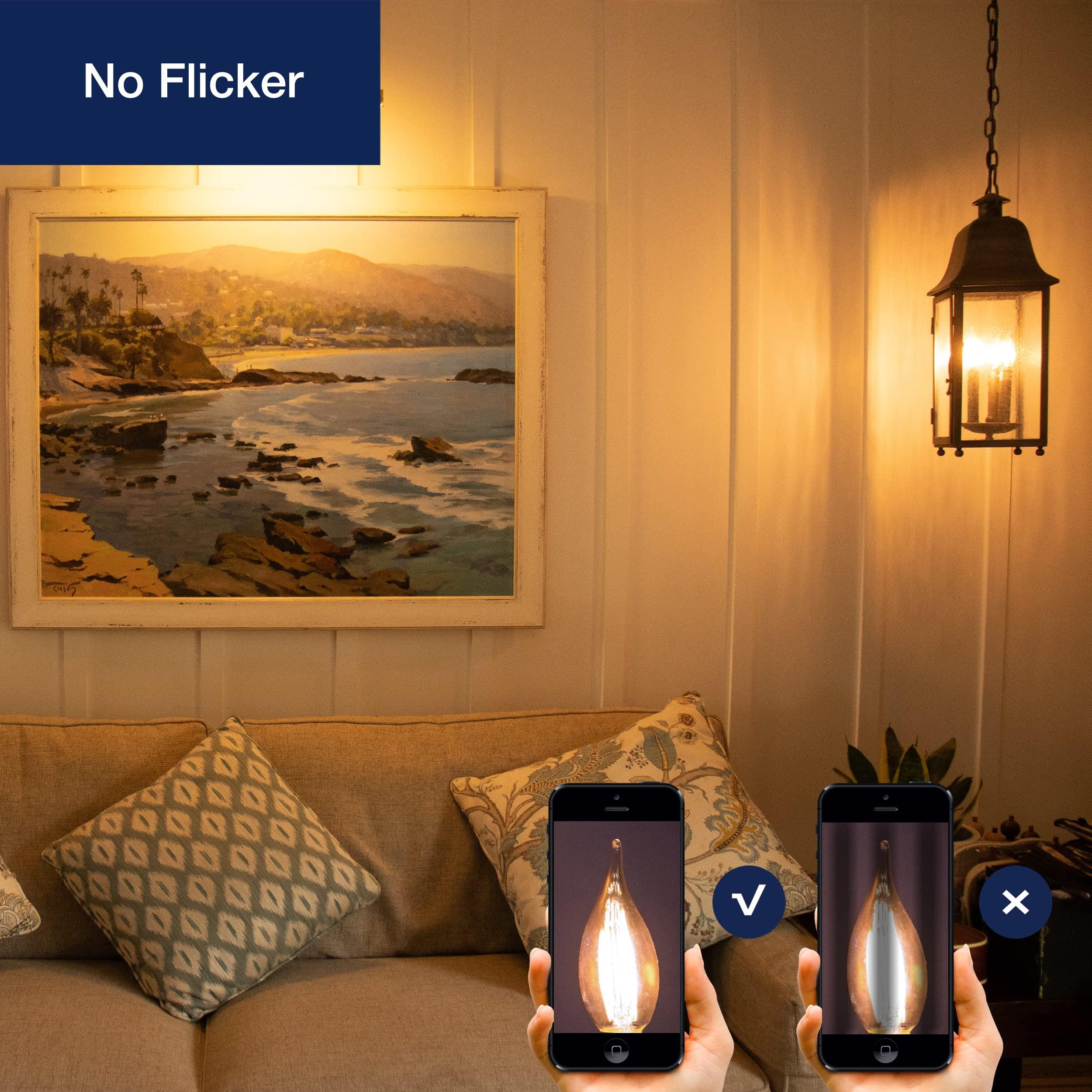 FLSNT FLSNT CA11 E12 LED Candelabra Bulbs, Dimmable LED Chandelier Light Bulbs, 40W Equivalent, 2200K Warm White Light, 330LM, Amber Glass Finishing, 6 Pack