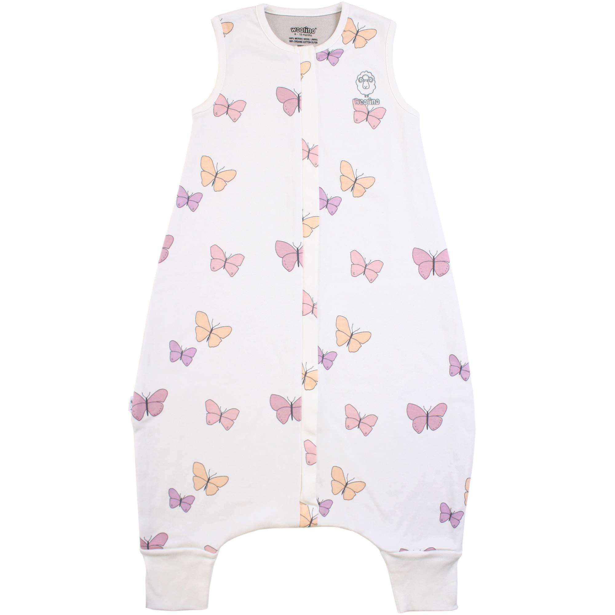 Woolino Woolino 4 Season Baby Sleeping Sack with feet, Merino Wool and Organic Cotton Walker Sleep Sack, Toddler Sleeping Bag, 18-36m, Butterfly