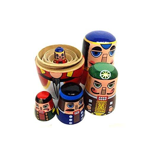 AMOR PRESENT AMOR PRESENT Nutcracker Nesting Doll, 5Pcs Russian Matryoshka Dolls Christmas Nutcracker Figures Handmade Wooden Nutcracker Set