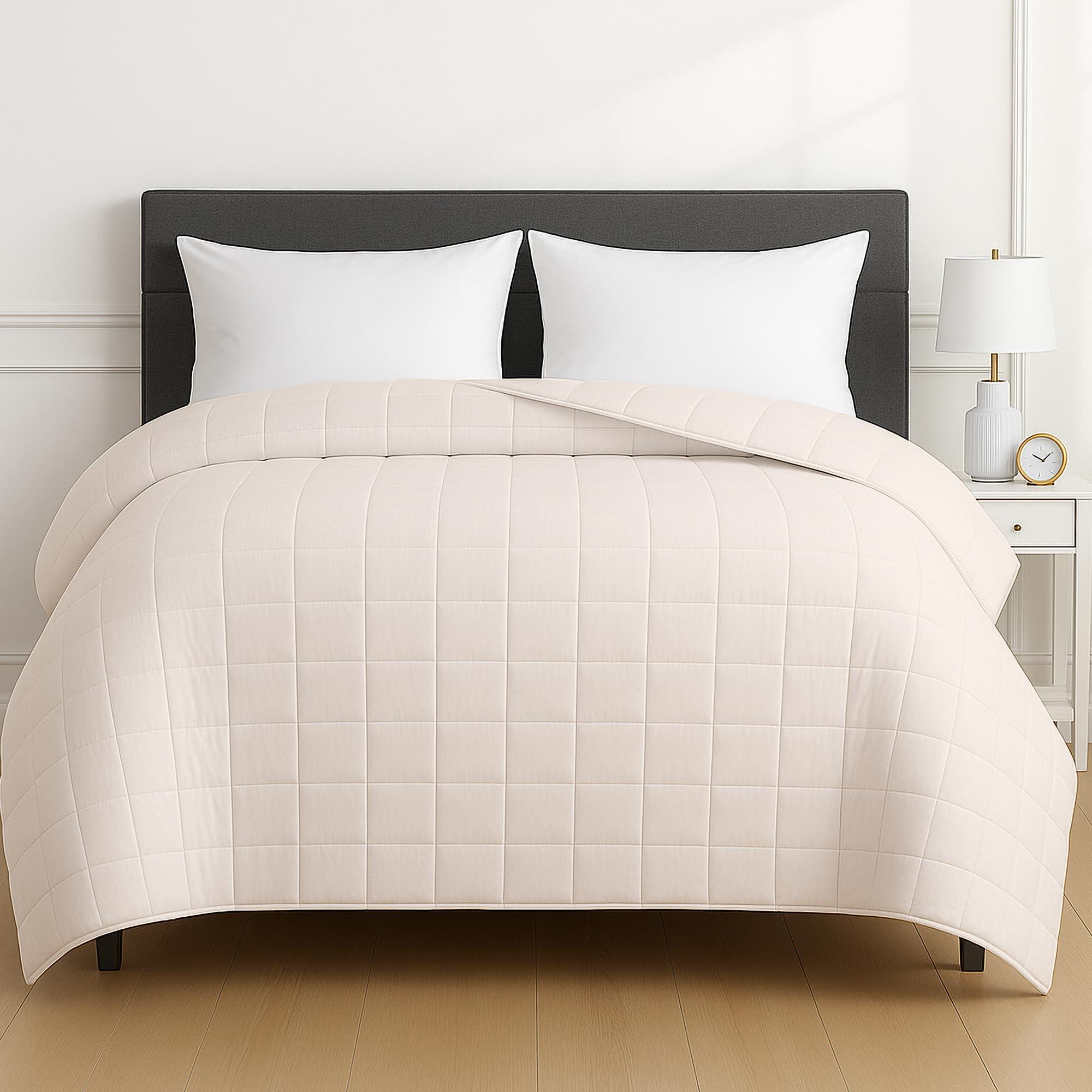 HomeSmart Products HomeSmart Products 30lbs Weighted Blanket King Size - Light Khaki Color - Ultra Soft Fabric - Beige Tan Taupe