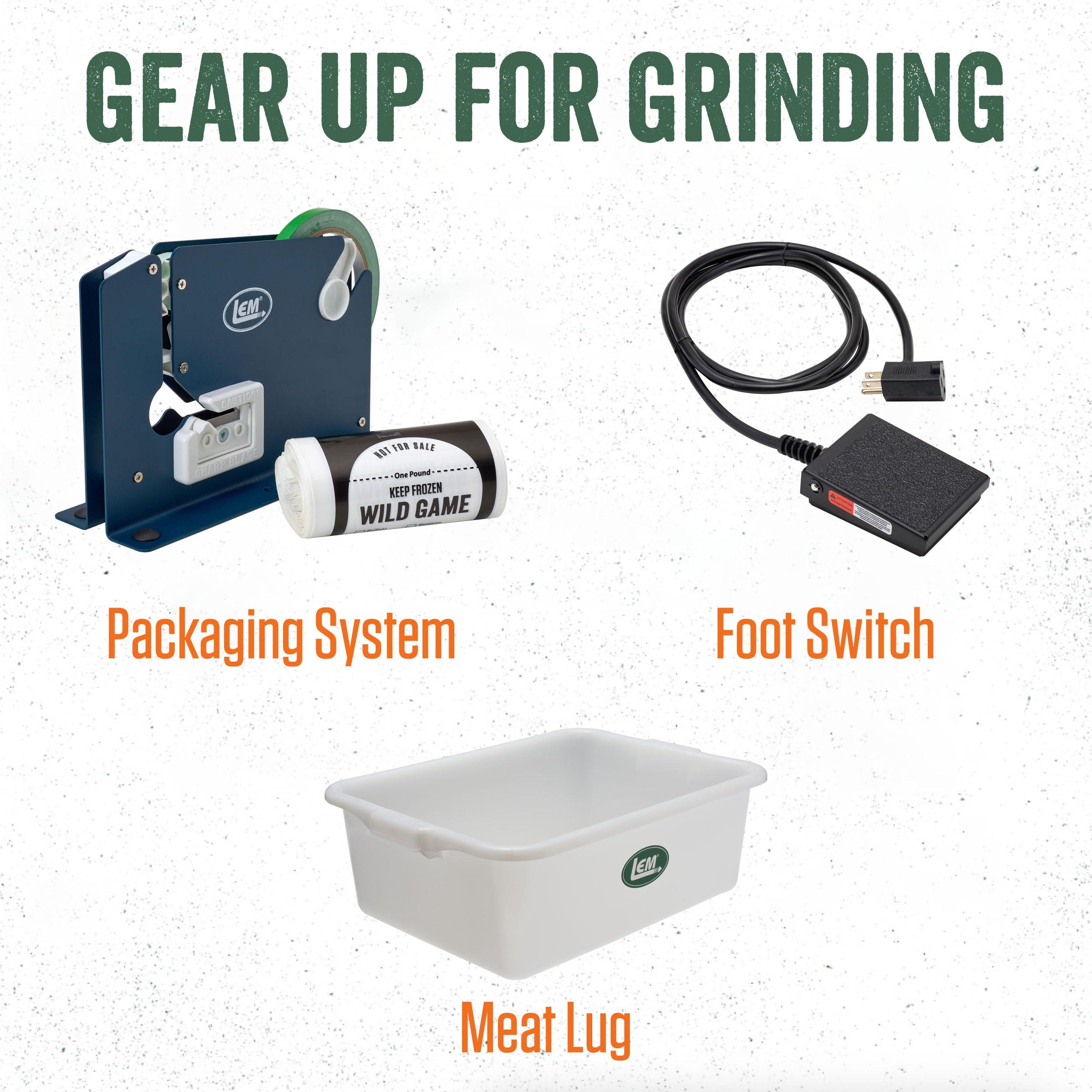 LEM LEM Products BigBite #5 Meat Grinder, 0.35 HP Stainless Steel Electric Meat Grinder Machine, Ideal for Occasional Use