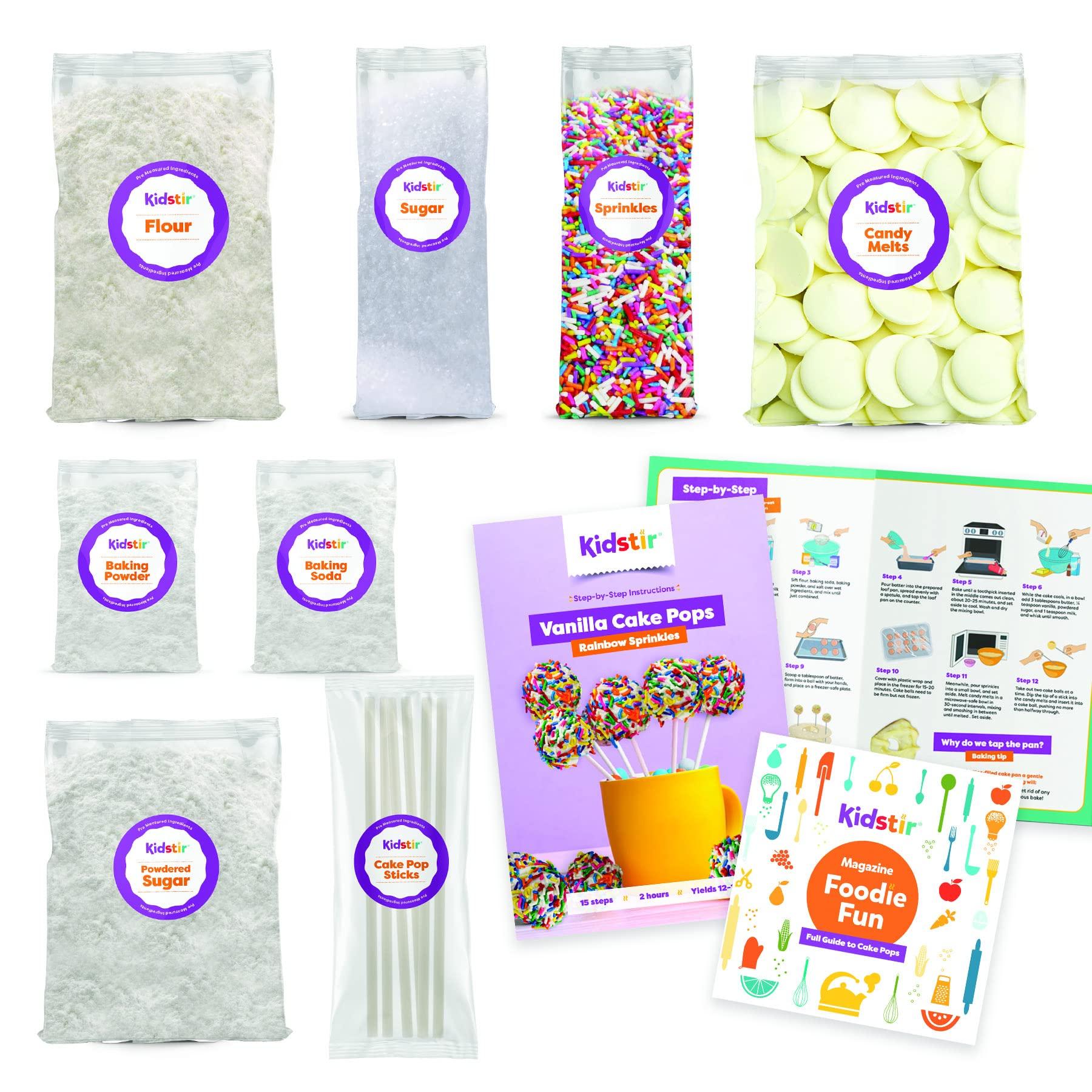 Kidstir KIDSTIR Kids Baking Set DIY Baking Kits, Cake Pop Kit with Everything, All-in-One Baking Kit with Cake Pop Stand, Pre-Measured Ingredients, Best Gift Idea for Boys and Girls Ages 6-12. Vanilla