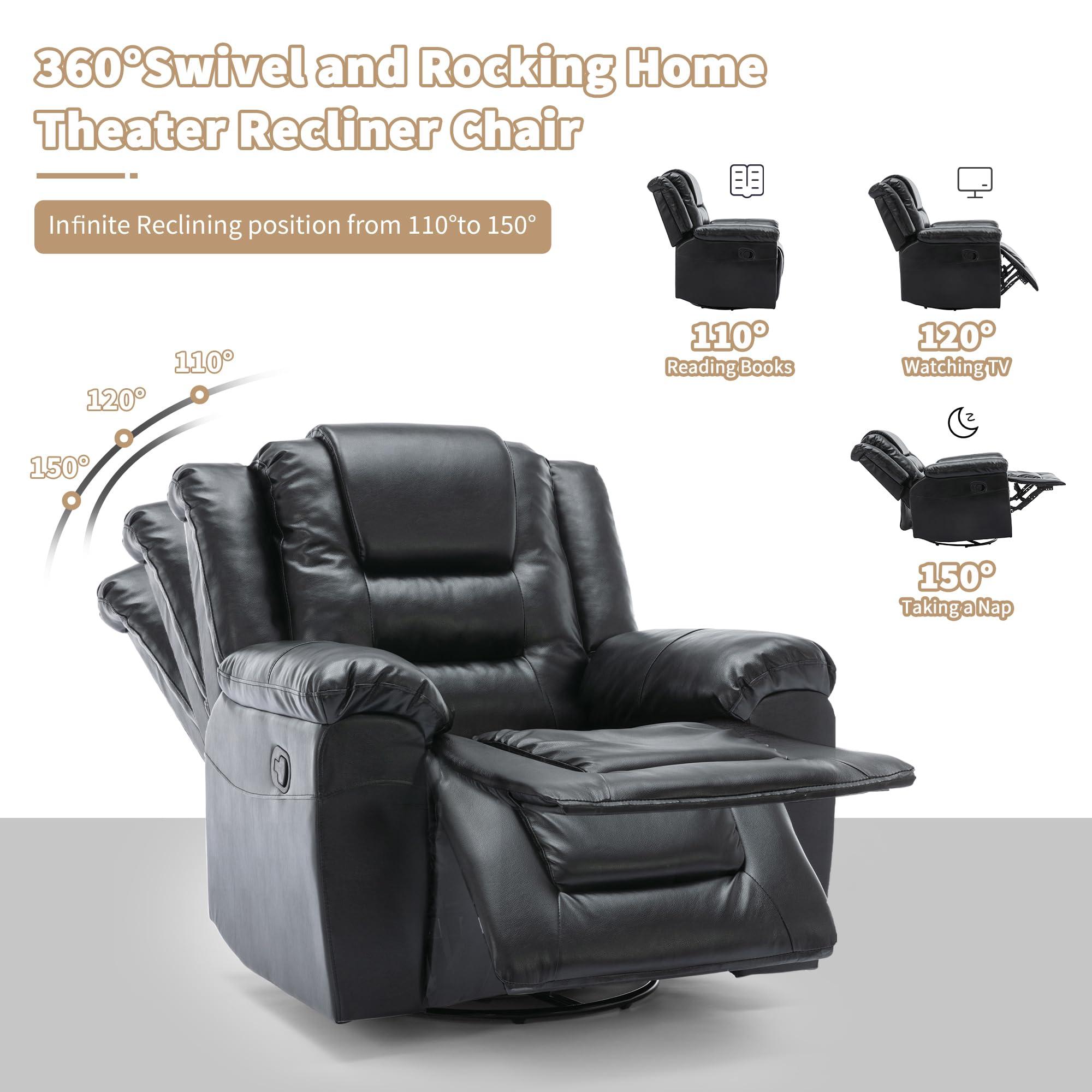 Flieks Flieks Home Theater Seating Manual Recliner, PU Leather Reclining Loveseat for Living Room
